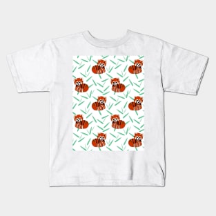 Red pandas and bamboo leaves Kids T-Shirt